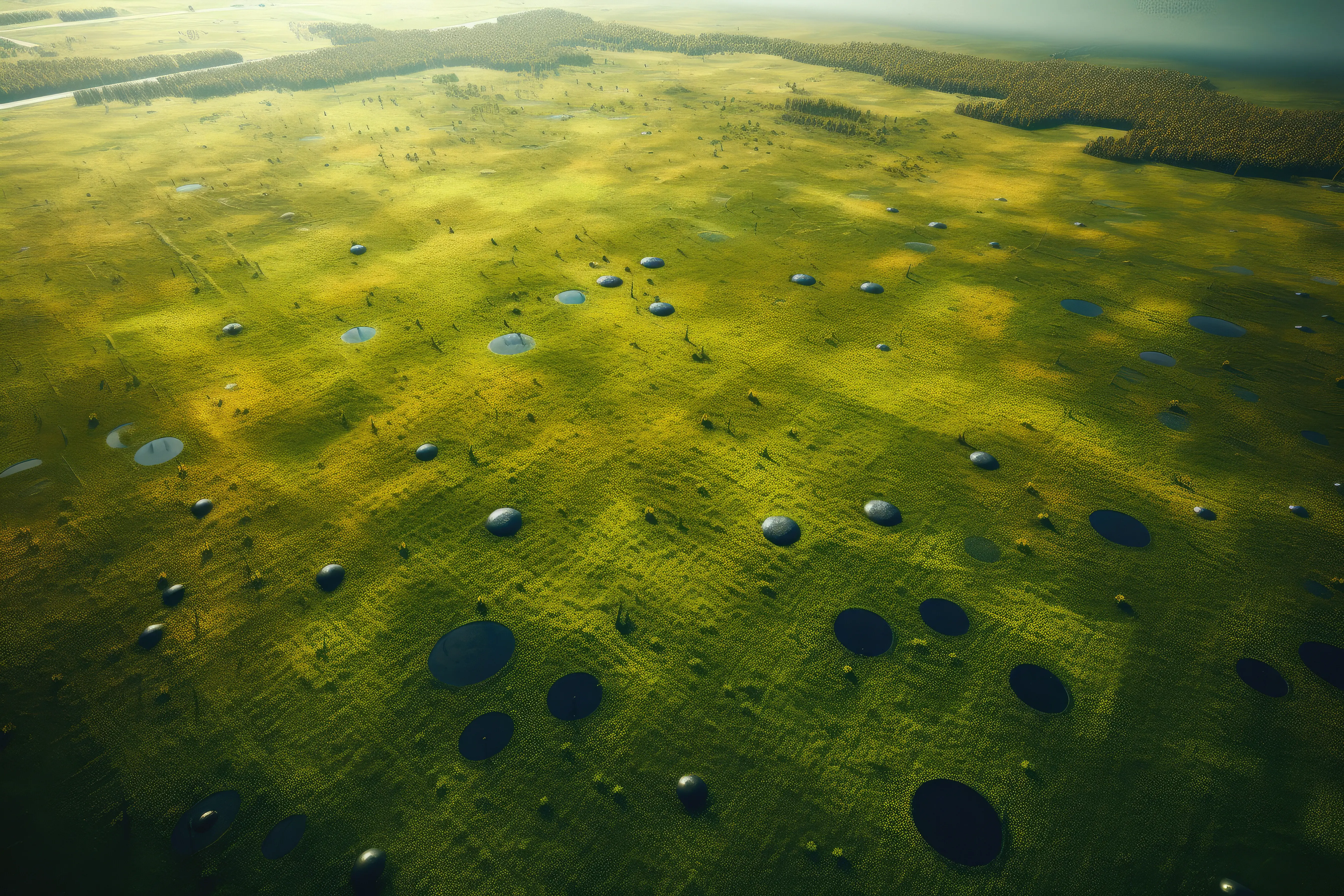 Aerial view of farming fields